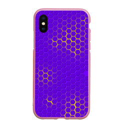 Чехол для iPhone XS Max матовый Фиолетовая броня неоновая