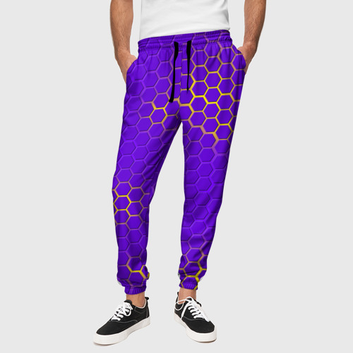 Мужские брюки 3D Фиолетовая броня неоновая, цвет 3D печать - фото 4