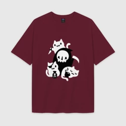 Женская футболка Oversize хлопок texturе Cat got your soul Dark Souls