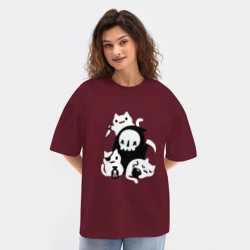 Женская футболка Oversize хлопок texturе Cat got your soul Dark Souls - фото 2