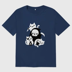 Женская футболка хлопок Oversize Cat got your soul Dark Souls