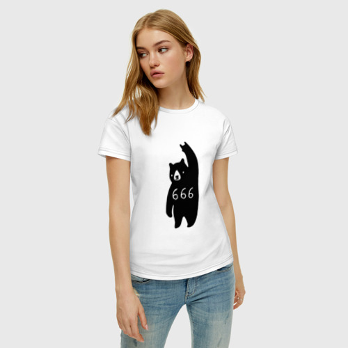 Женская футболка хлопок Bad bear 666 rock, цвет белый - фото 3