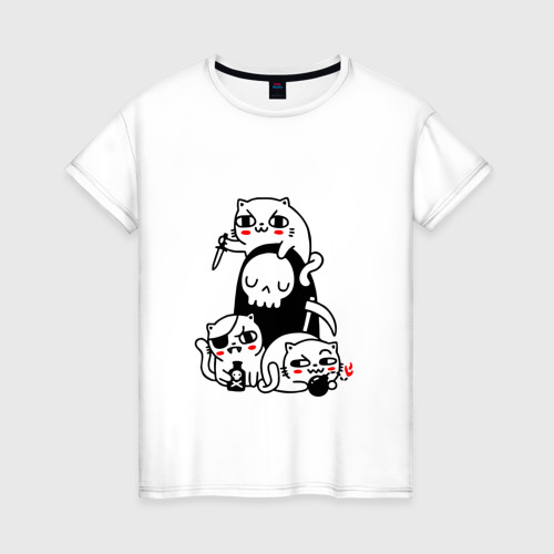Женская футболка хлопок с принтом Cat got your soul, вид спереди #2