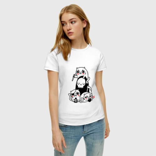 Женская футболка хлопок с принтом Cat got your soul, фото на моделе #1