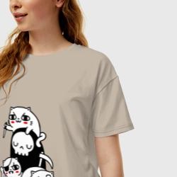 Женская футболка хлопок Oversize Cat got your soul - фото 2