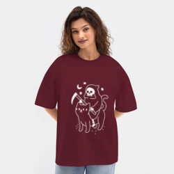 Женская футболка Oversize хлопок texturе Cat got your soul - фото 2