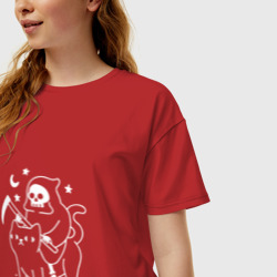 Женская футболка хлопок Oversize Cat got your soul - фото 2