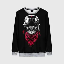Женский свитшот 3D Кот Пилот