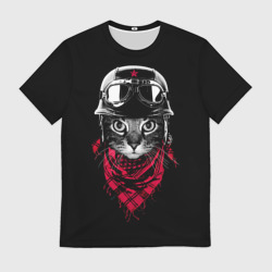 Мужская футболка 3D Кот Пилот