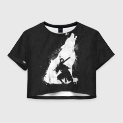 Женская футболка Crop-top 3D Dark Souls wolf Дарк Соулс волк