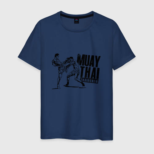 Мужская футболка хлопок Muay Thai. Тайский бокс, цвет темно-синий