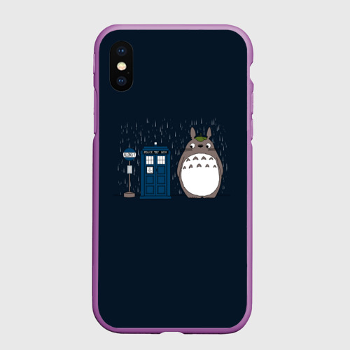 Чехол для iPhone XS Max матовый Тоторо и Тардис, цвет фиолетовый