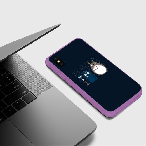 Чехол для iPhone XS Max матовый Тоторо и Тардис, цвет фиолетовый - фото 5
