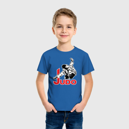 Детская футболка хлопок Дзюдо, цвет синий - фото 3