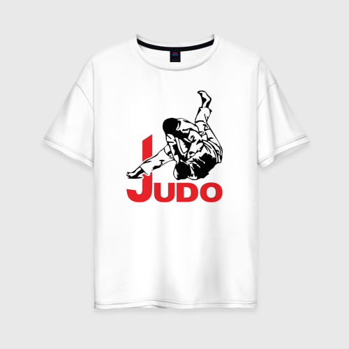 Женская футболка оверсайз из хлопка с принтом Дзюдо, вид спереди №1