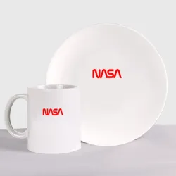 Набор: тарелка + кружка NASA red