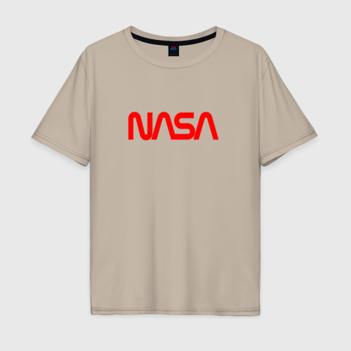 Мужская футболка хлопок Oversize NASA red, цвет миндальный