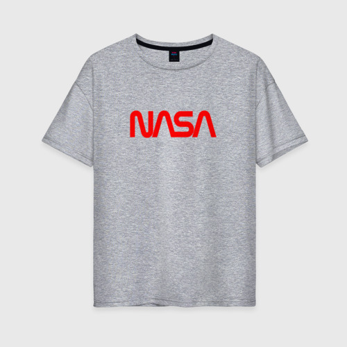 Женская футболка хлопок Oversize NASA red, цвет меланж