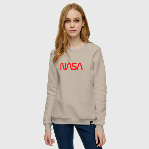 Женский свитшот хлопок NASA red, цвет миндальный - фото 3