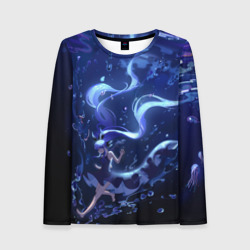 Женский лонгслив 3D Вокалоид Мику Аква