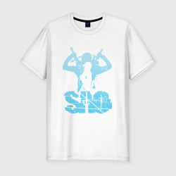 Мужская футболка хлопок Slim Мастера меча онлайн Кирито и Асуна