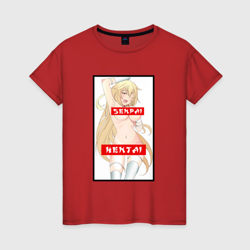 Женская футболка хлопок Японская анимация, цвет красный