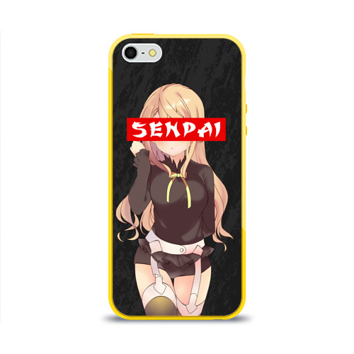 Силиконовый глянцевый чехол на iPhone 5/5s "SENPAI (В ЦВЕТЕ)" фото 0