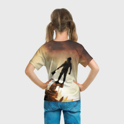 Футболка с принтом Dying Light 2 для ребенка, вид на модели сзади №3. Цвет основы: белый