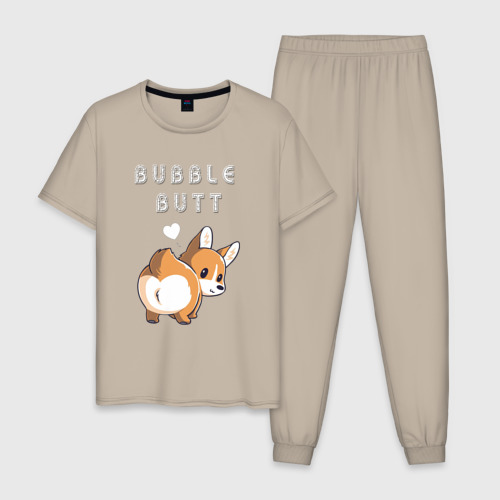 Мужская пижама хлопок Bubble butt, цвет миндальный