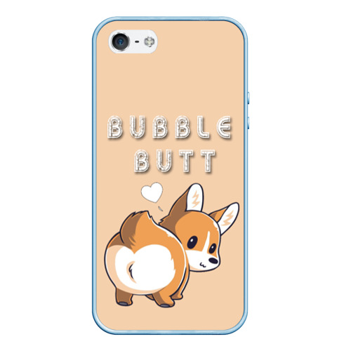 Чехол для iPhone 5/5S матовый Bubble butt, цвет голубой