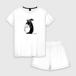 Женская пижама с шортиками хлопок Тоторо под зонтом