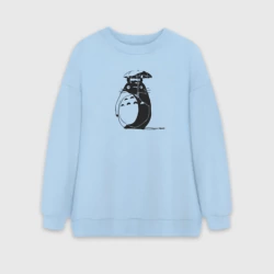 Женский свитшот oversize без начеса хлопок Тоторо под зонтом