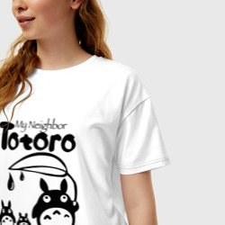 Женская футболка хлопок Oversize Мой сосед Тоторо - фото 2