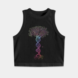 Женская укороченная майка-топ хлопок Дерево жизни