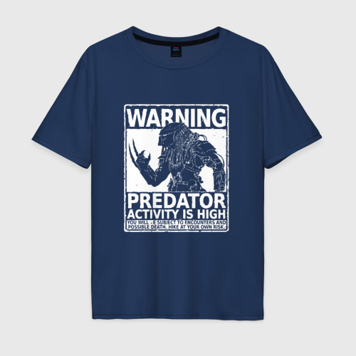 Мужская футболка оверсайз из хлопка с принтом Predator хищник, вид спереди №1