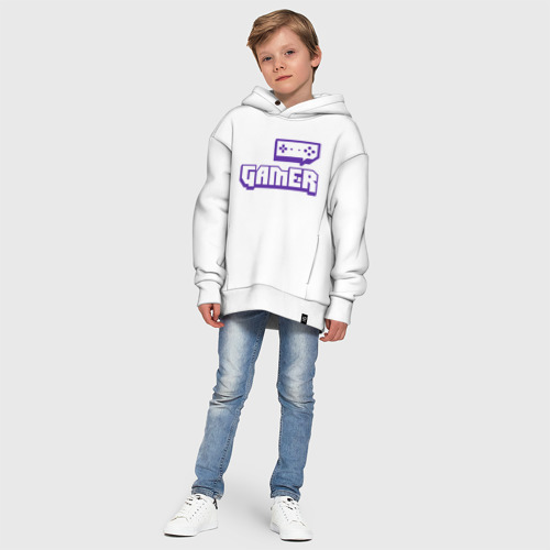 Детское худи Oversize хлопок Gamer Twitch, цвет белый - фото 11