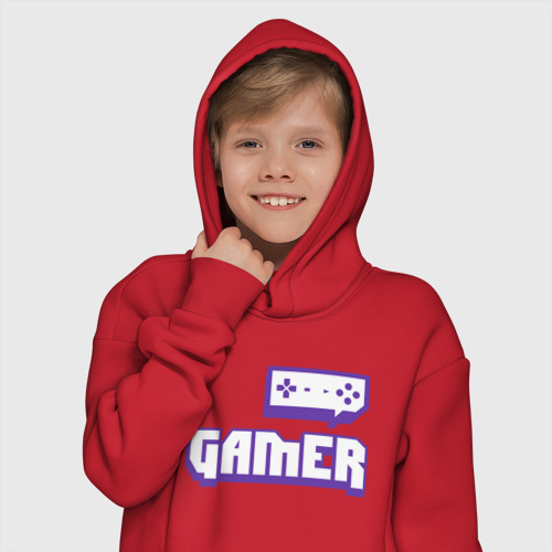 Детское худи Oversize хлопок Gamer Twitch, цвет красный - фото 12