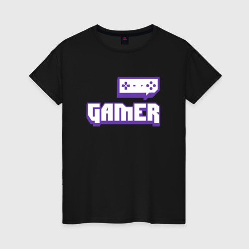 Женская футболка хлопок Gamer Twitch, цвет черный