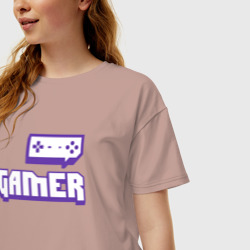 Женская футболка хлопок Oversize Gamer Twitch - фото 2