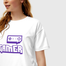 Женская футболка хлопок Oversize Gamer Twitch - фото 2