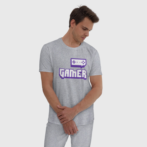 Мужская пижама хлопок Gamer Twitch, цвет меланж - фото 3