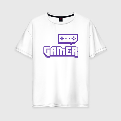 Женская футболка оверсайз из хлопка с принтом Gamer Twitch, вид спереди №1