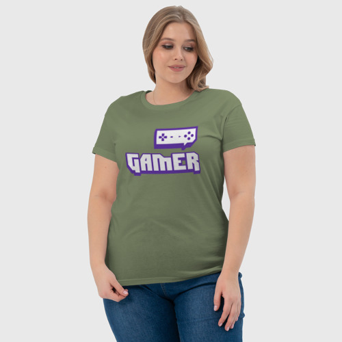 Женская футболка хлопок Gamer Twitch, цвет авокадо - фото 6