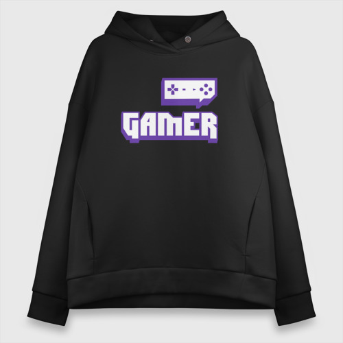 Женское худи Oversize хлопок Gamer Twitch, цвет черный