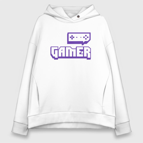 Женское худи Oversize хлопок Gamer Twitch, цвет белый