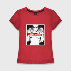 Женская футболка хлопок Slim Waifu material