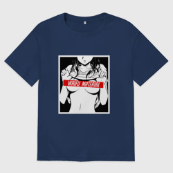 Женская футболка хлопок Oversize Waifu material