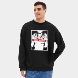 Мужской свитшот oversize без начеса хлопок Waifu material - фото 2