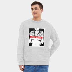 Мужской свитшот oversize без начеса хлопок Waifu material - фото 2