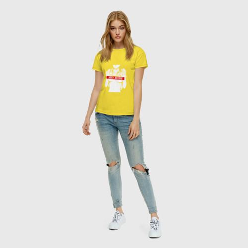 Женская футболка хлопок Waifu material, цвет желтый - фото 5